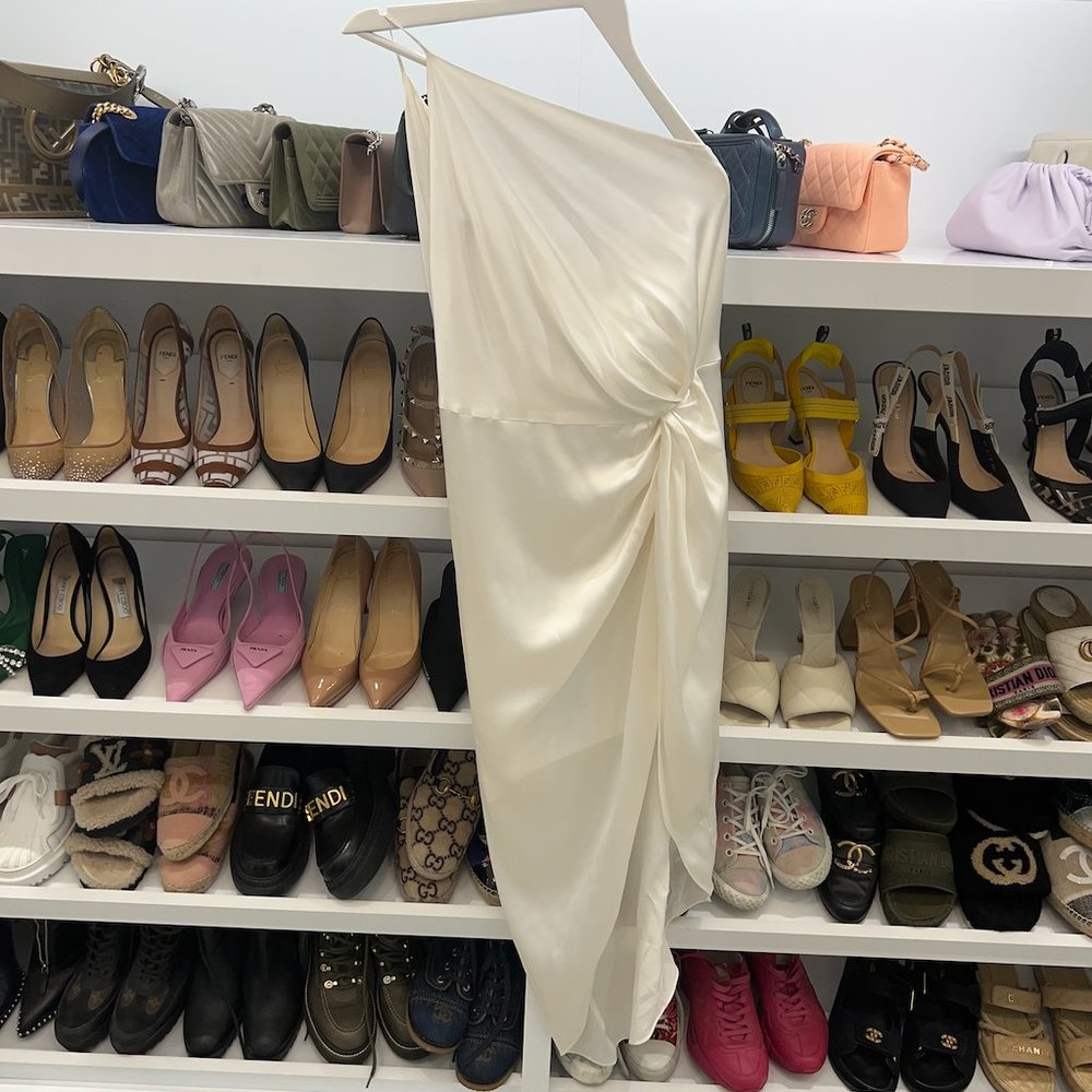 Michelle Mason twist-knot silk white gown